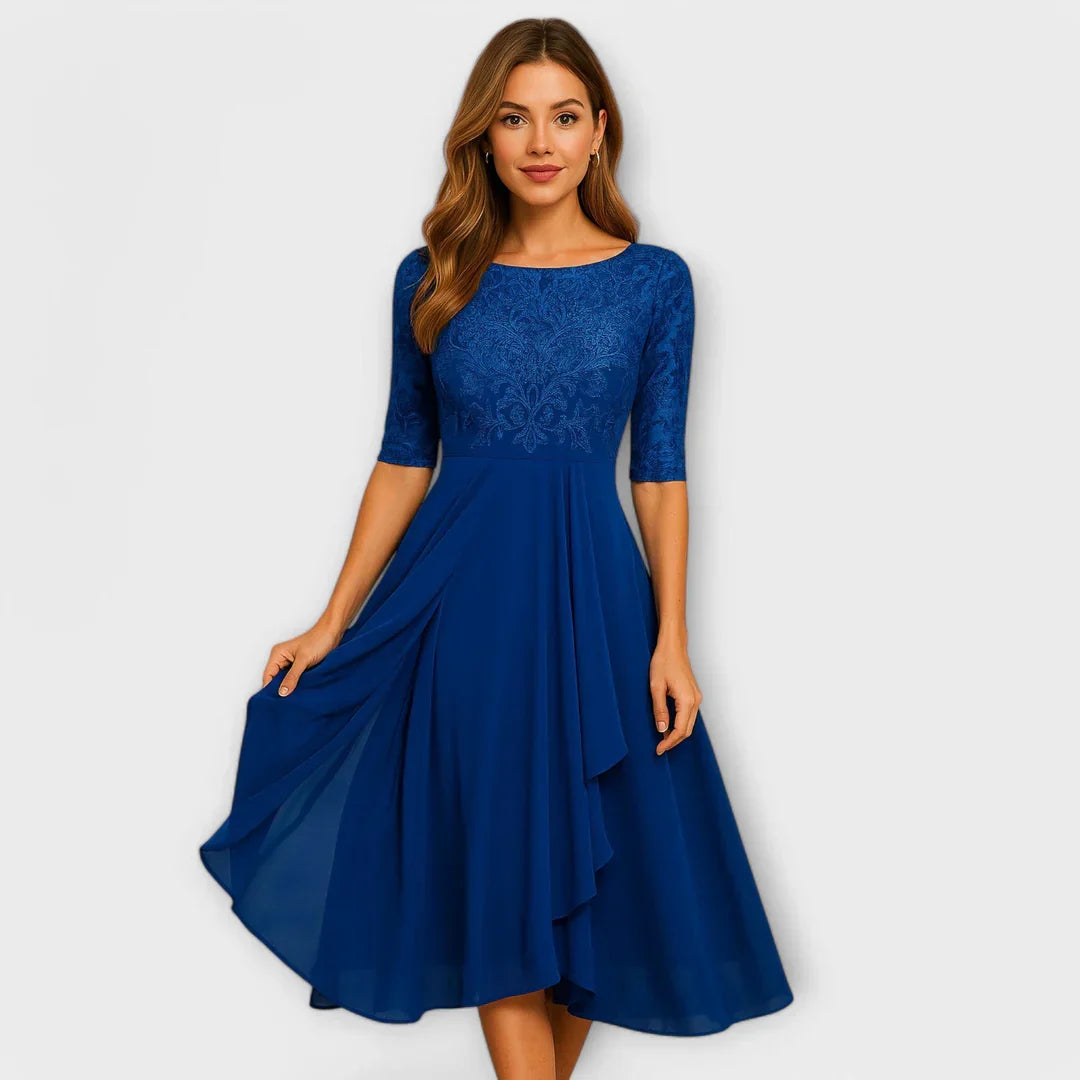 Koralia™ | Midi-Kleid mit Spitzenärmeln