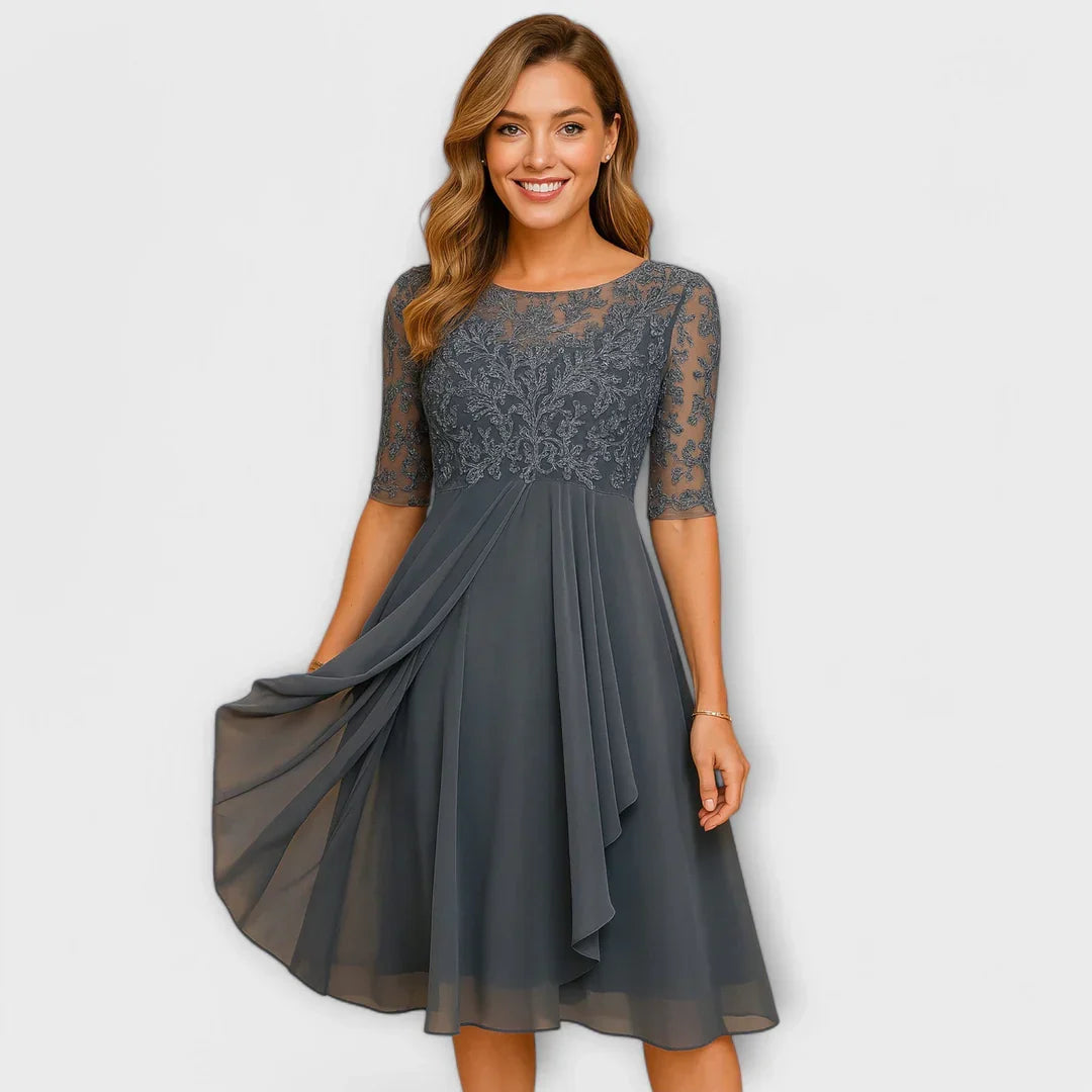 Koralia™ | Midi-Kleid mit Spitzenärmeln