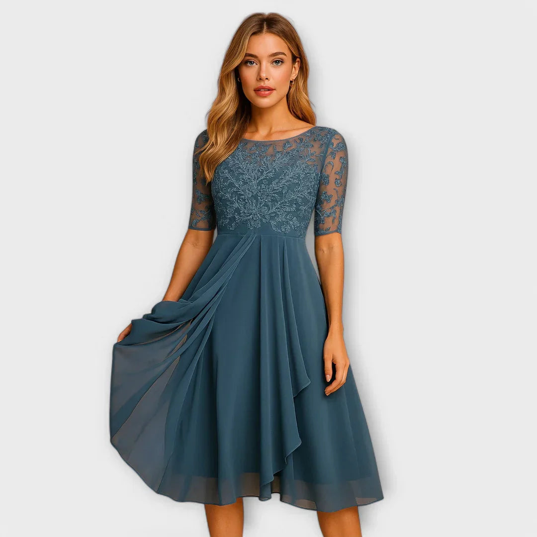 Koralia™ | Midi-Kleid mit Spitzenärmeln
