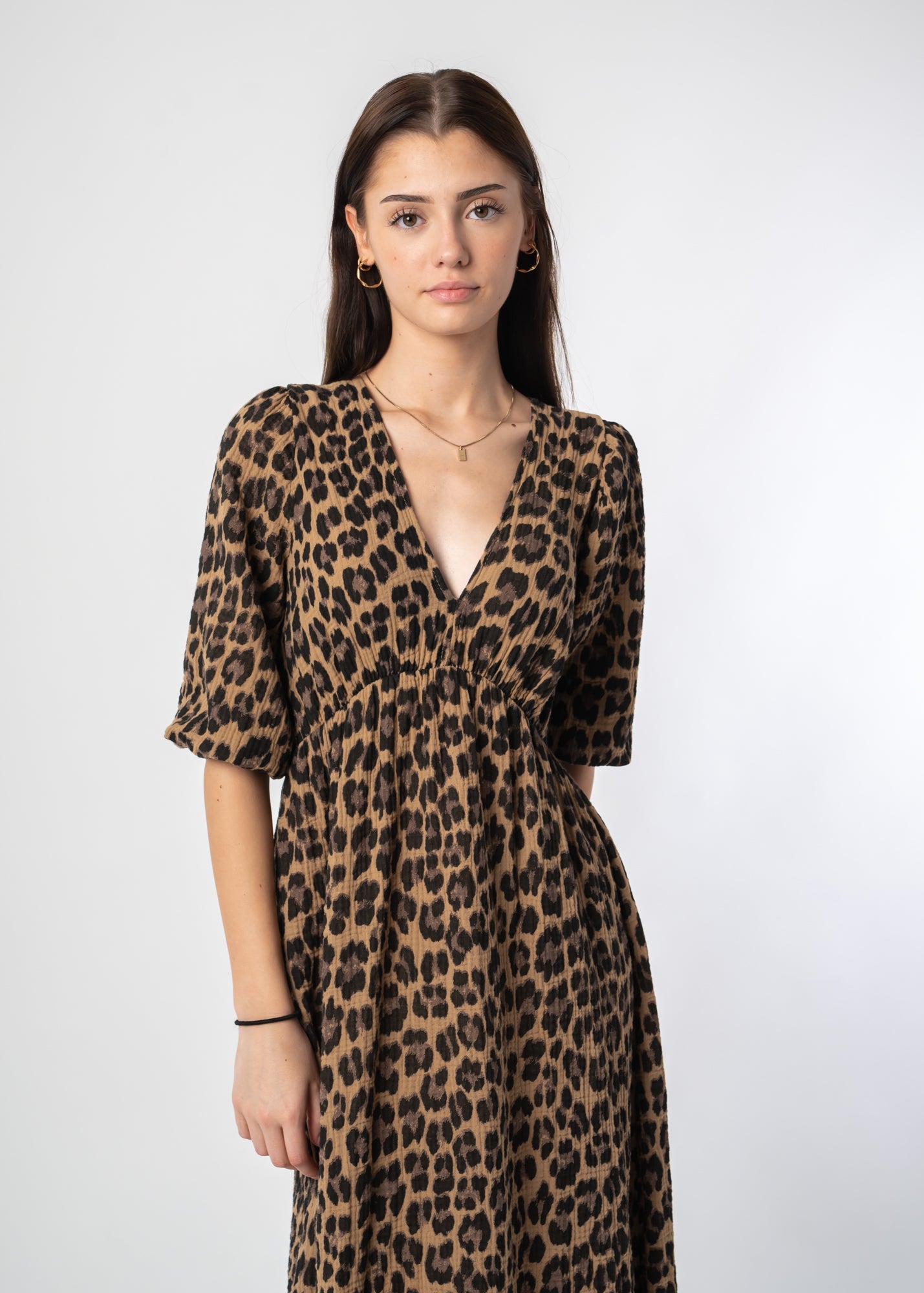 Elara™ | Maxi Baumwollkleid™ | Leo Dunkel