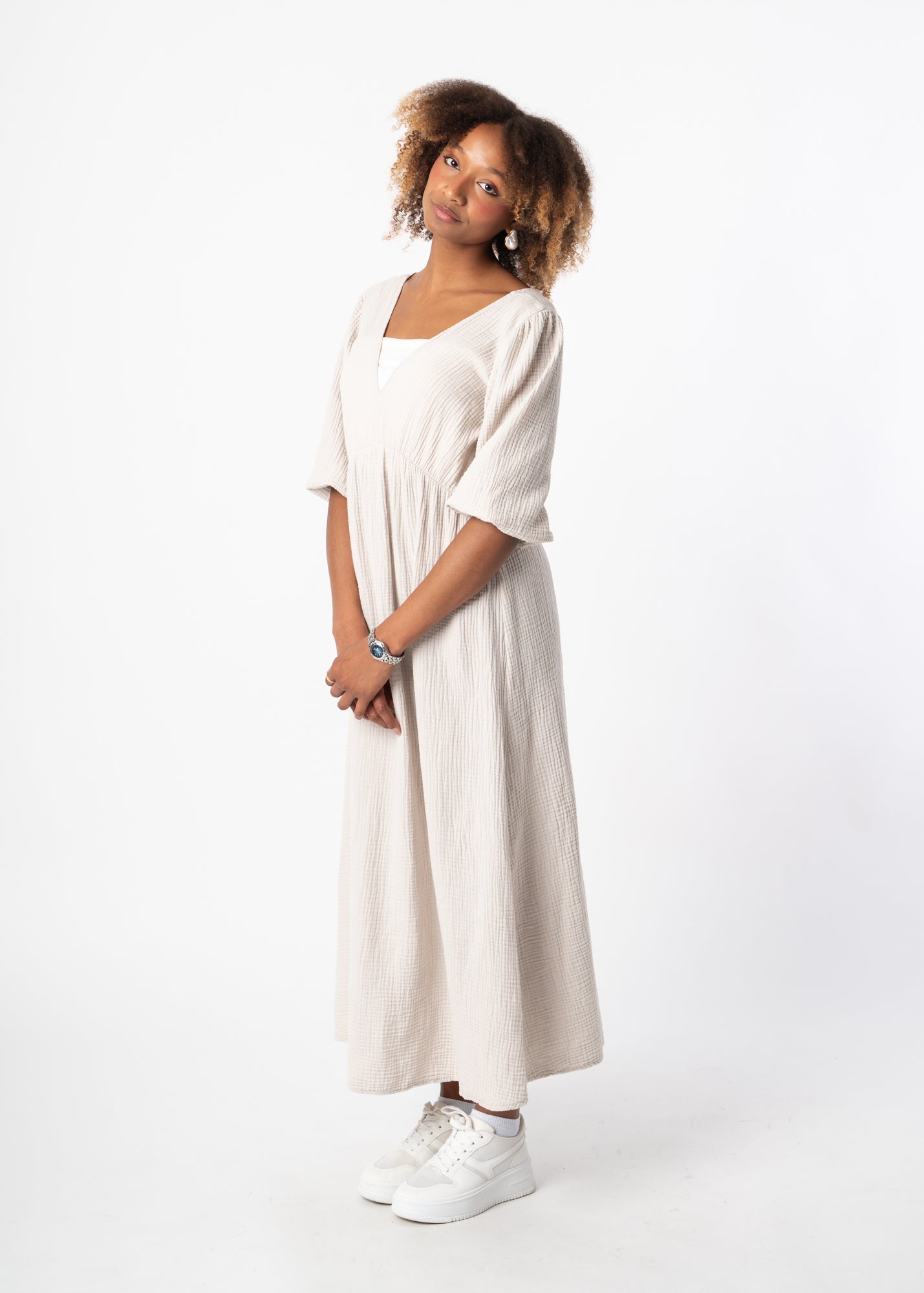Elara™ | Maxi Baumwollkleid™ | Beige
