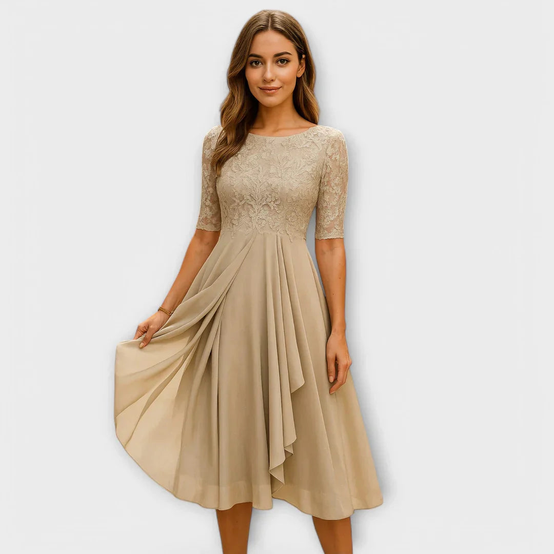 Koralia™ | Midi-Kleid mit Spitzenärmeln