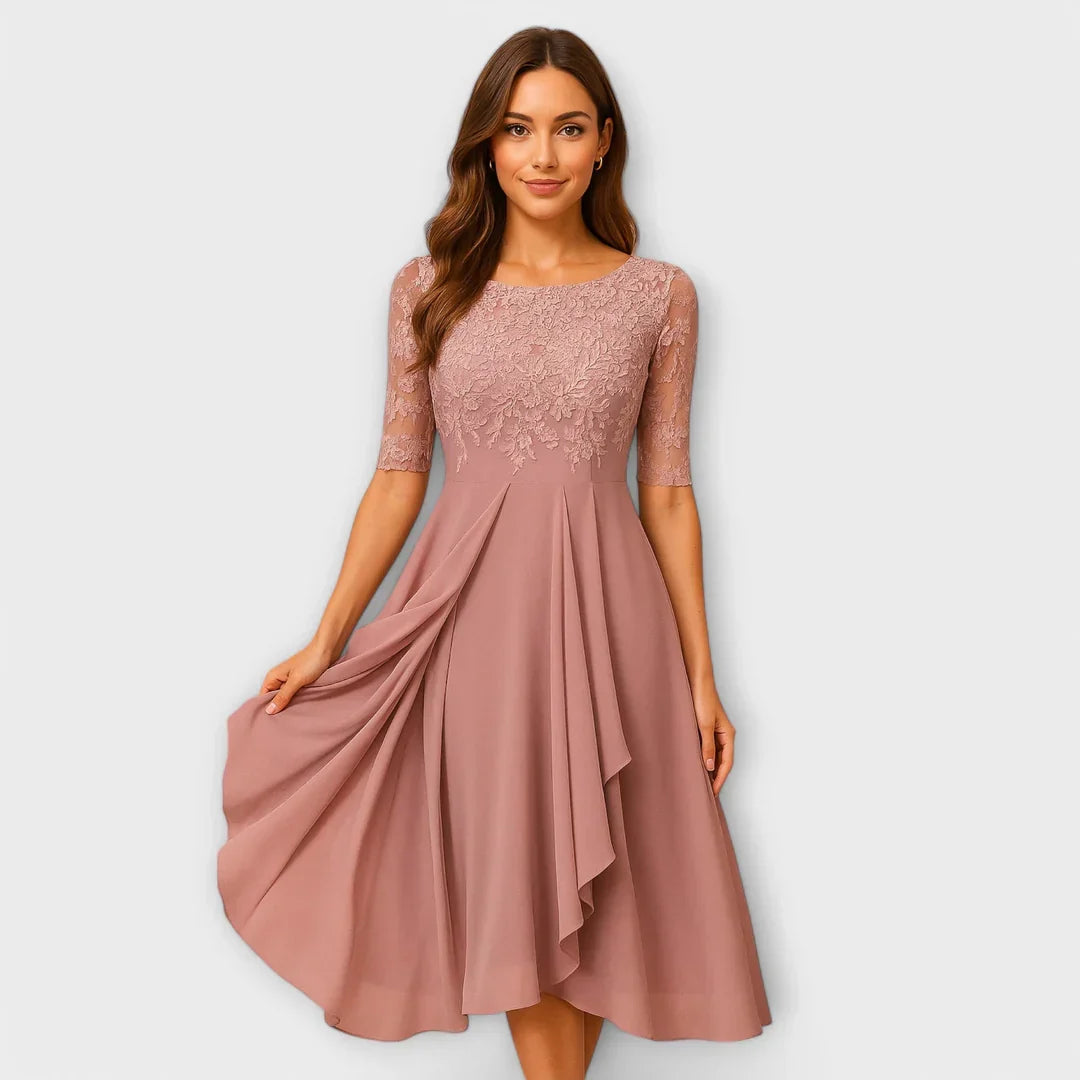 Koralia™ | Midi-Kleid mit Spitzenärmeln