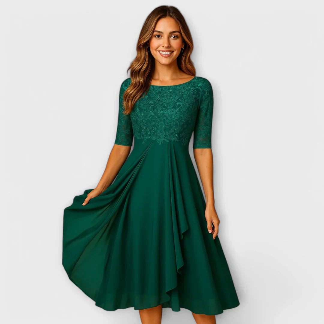 Koralia™ | Midi-Kleid mit Spitzenärmeln