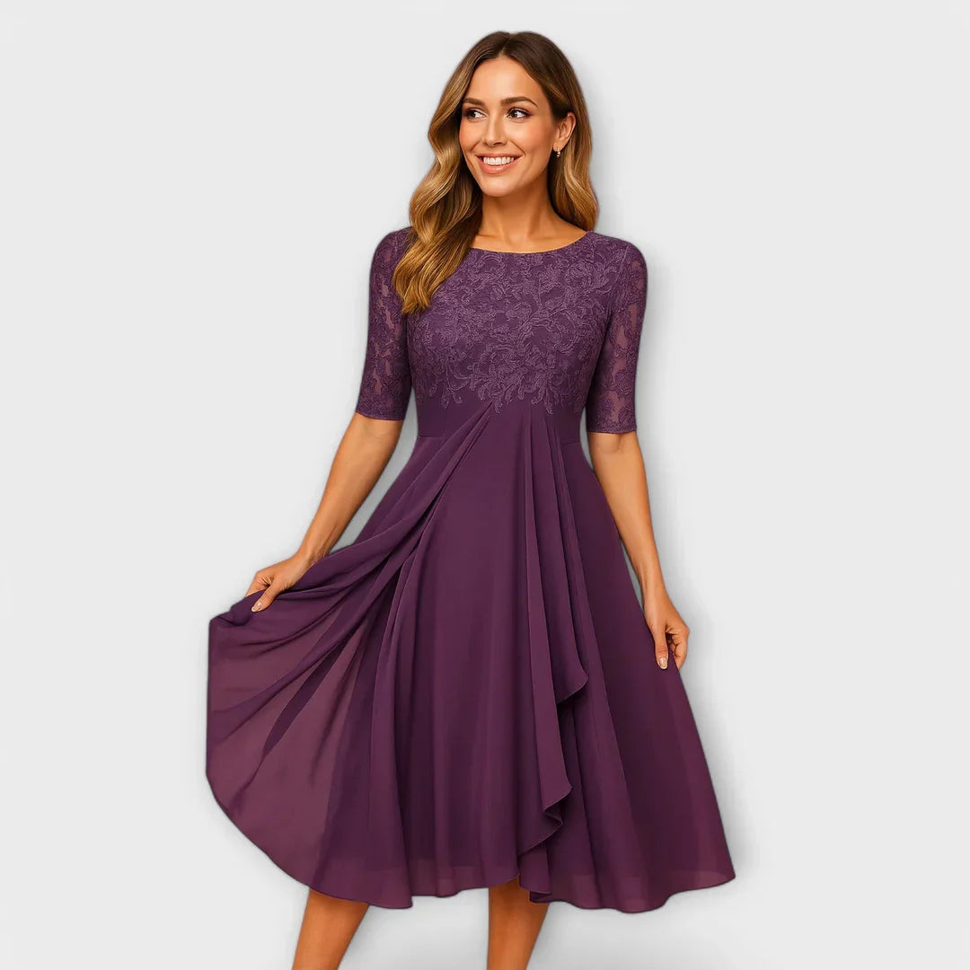 Koralia™ | Midi-Kleid mit Spitzenärmeln