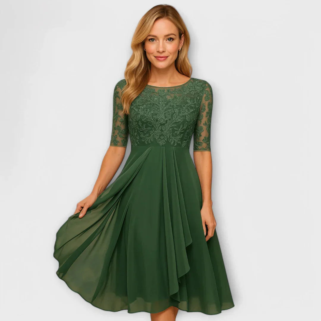 Koralia™ | Midi-Kleid mit Spitzenärmeln