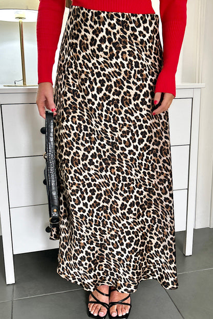 Loriza™ | Brown Leopard Print Skirt