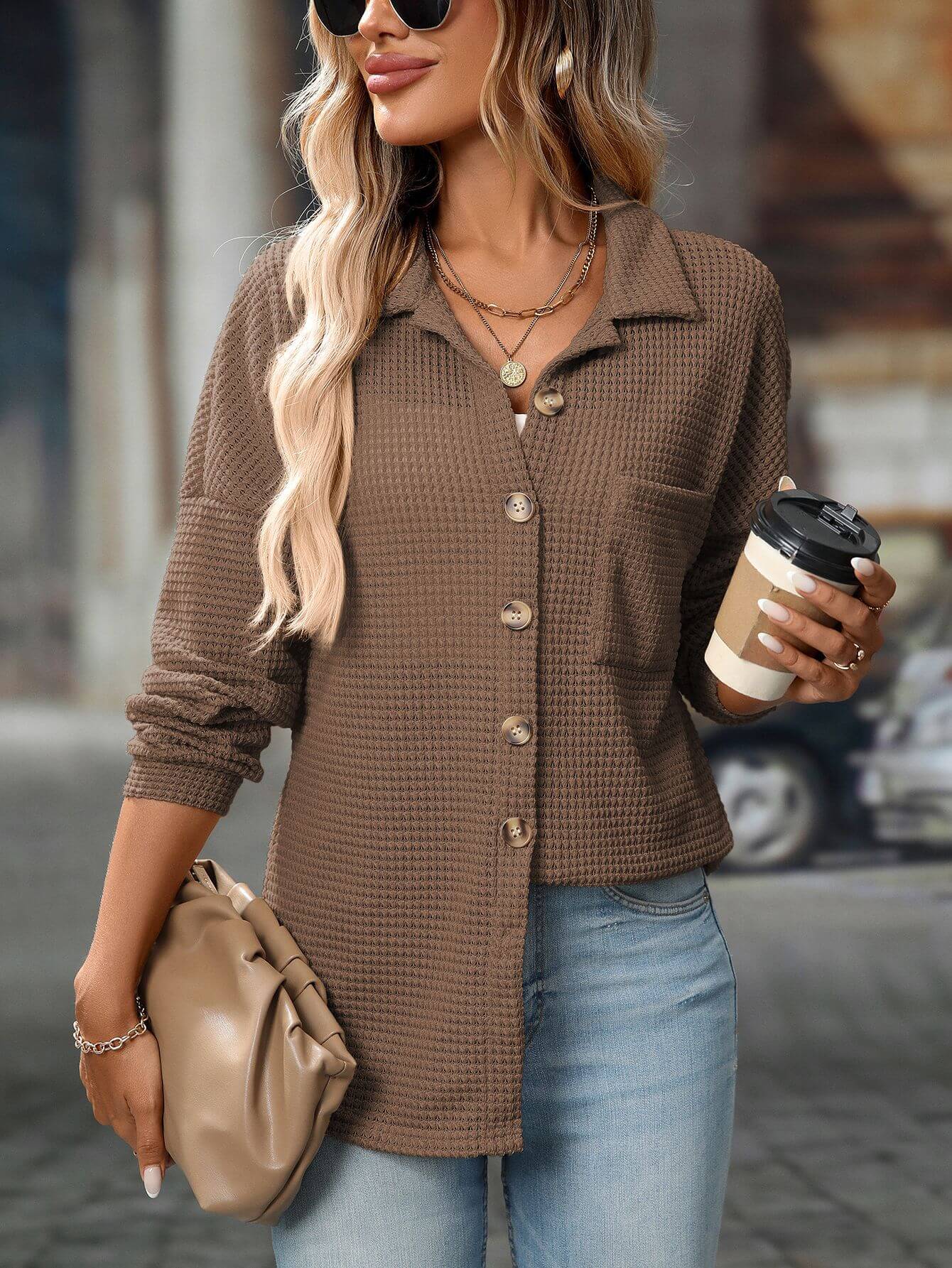 Liora™ | Lässige Hemdjacke aus Waffelstrick (Oversized)