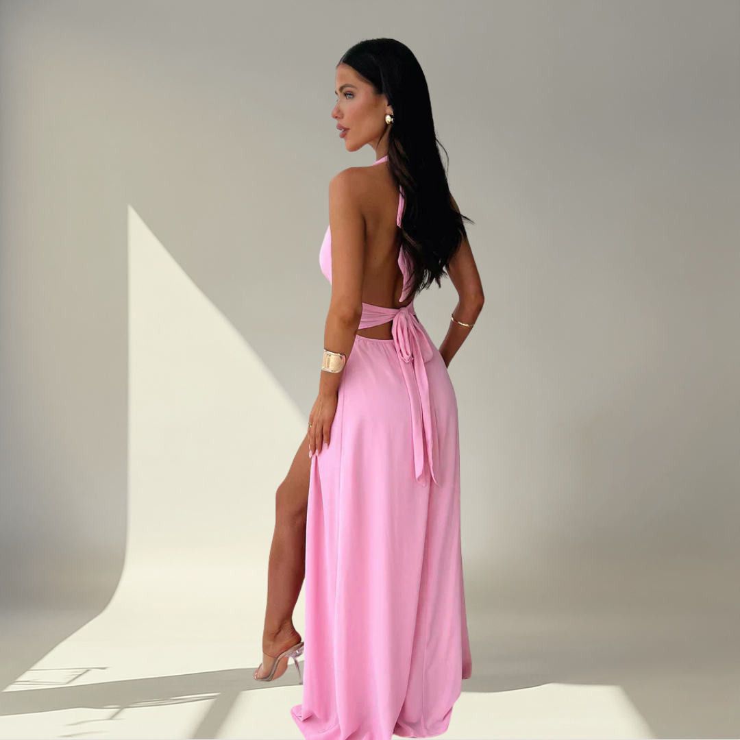 Elenor™ | Maxikleid mit Halterneck und hohem Schlitz