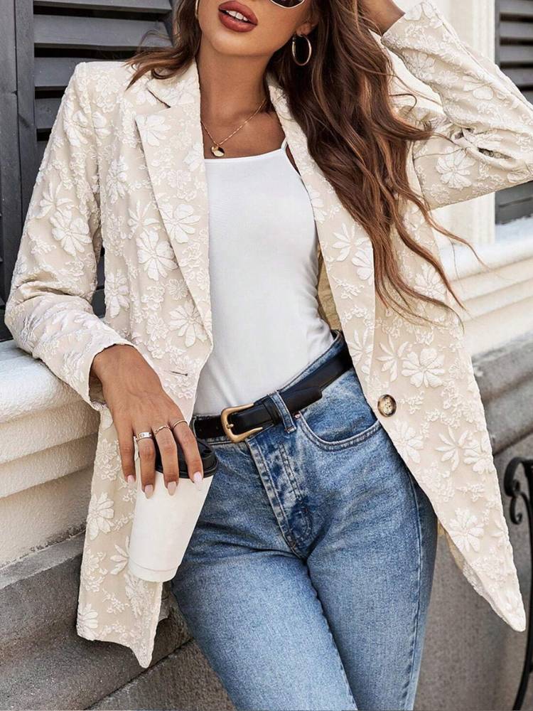Jacquard Contour Blazer – Taillierter Blazer mit eleganter Silhouette