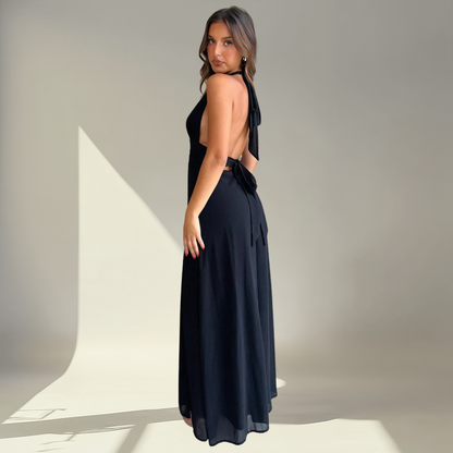 Elenor™ | Maxikleid mit Halterneck und hohem Schlitz