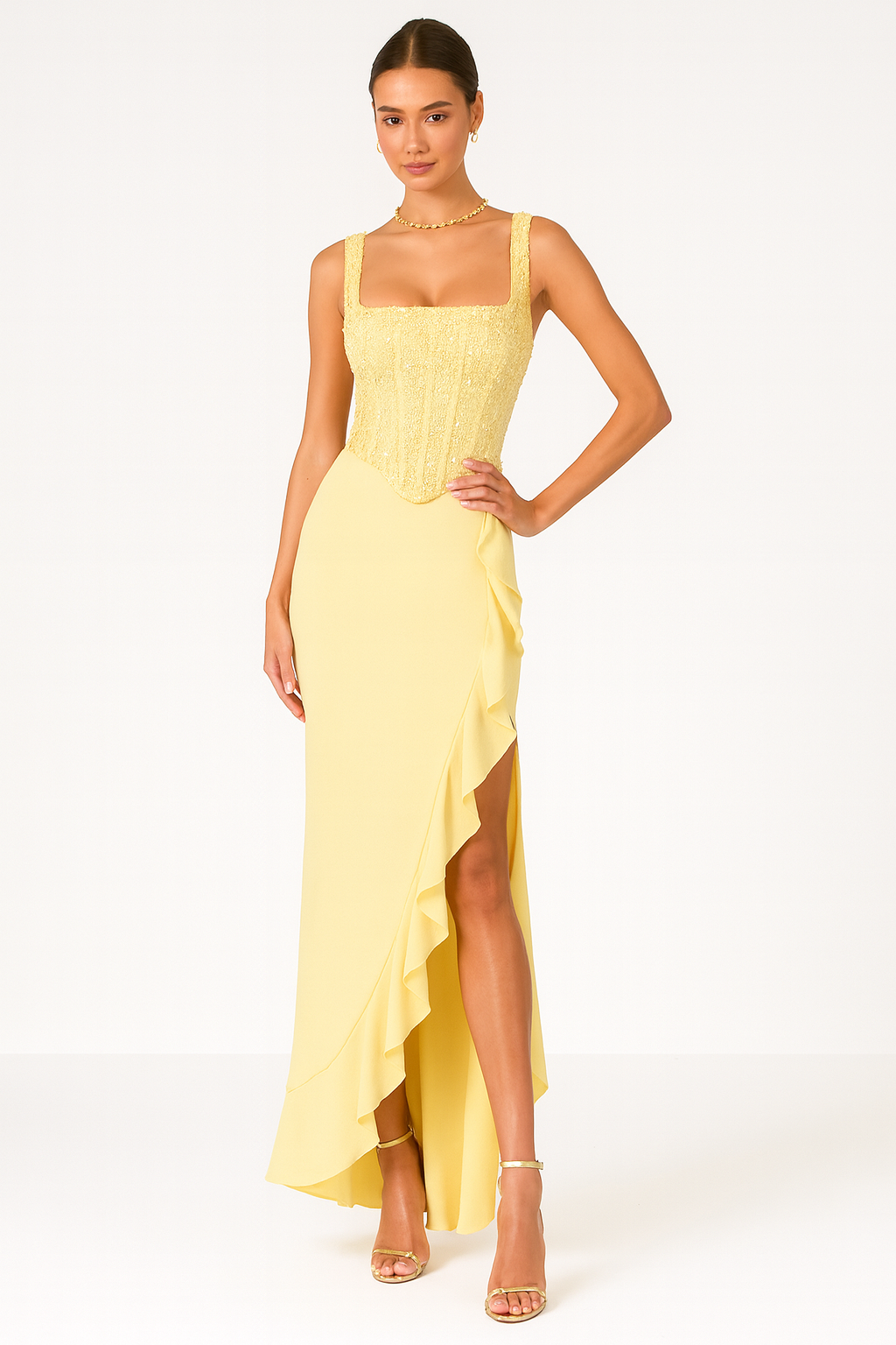 BELLA™ | Rüschensatin-Korsettkleid