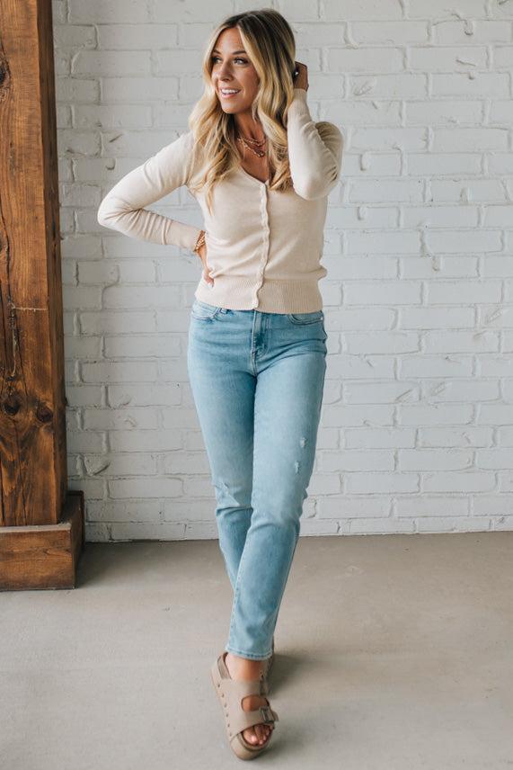 Susie™ | Strickpullover mit Knopfleiste & Schulterdetails