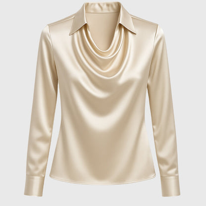 Sylvie™ | Bluse mit luxuriösem Glanz und Faltenkragen