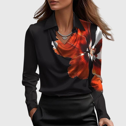 Sylvie™ | Bluse mit luxuriösem Glanz und Faltenkragen
