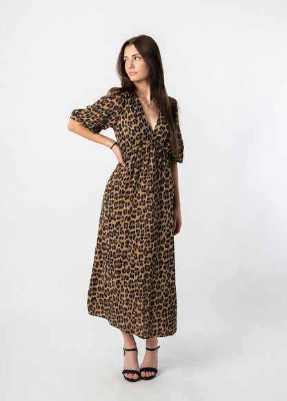 Elara™ | Maxi Baumwollkleid™ |  Leo Dunkel