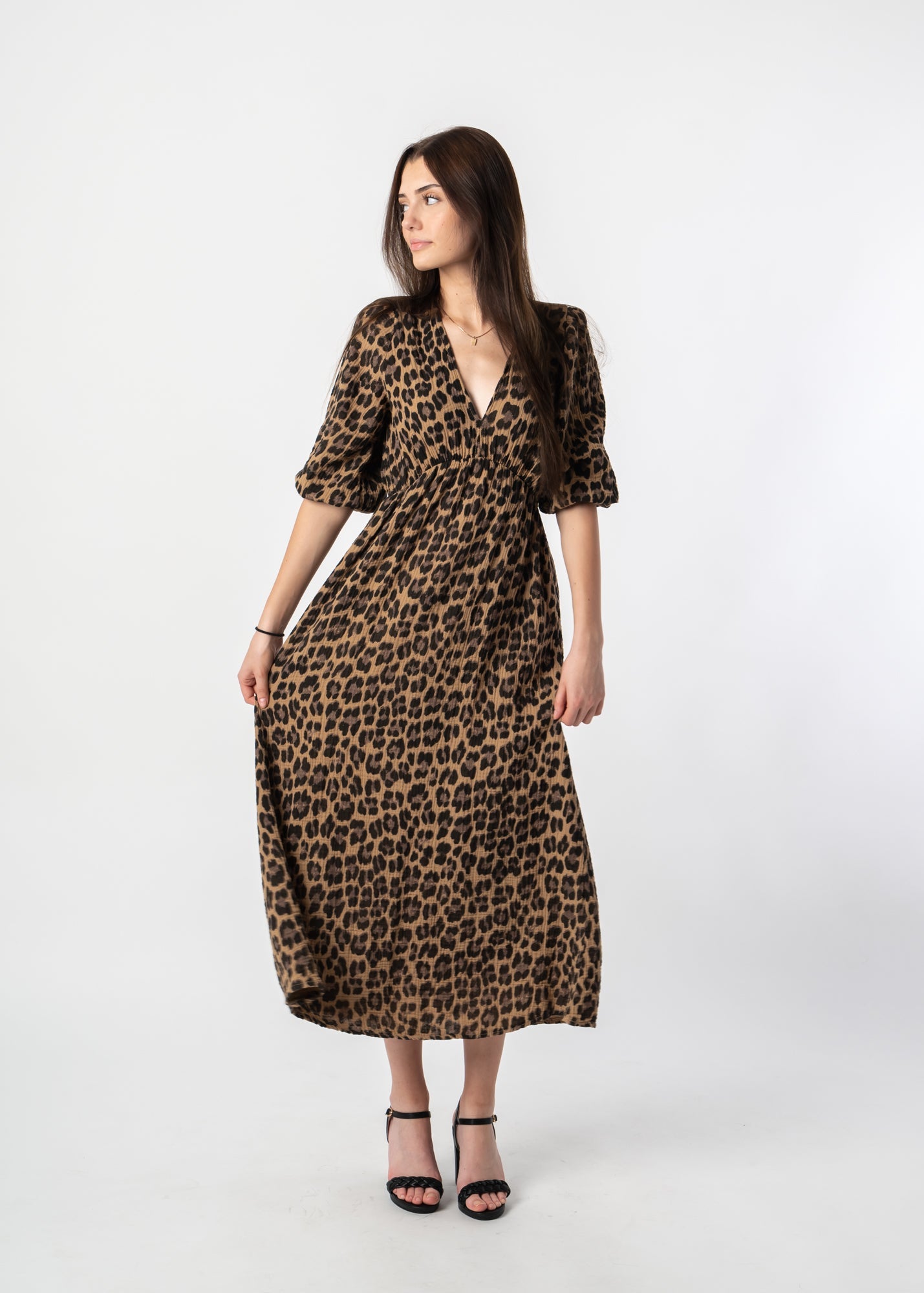 Elara™ | Maxi Baumwollkleid™ |  Leo Dunkel