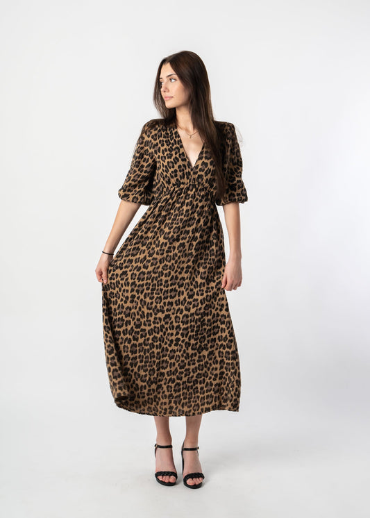 Elara™ | Maxi Baumwollkleid™ |  Leo Dunkel