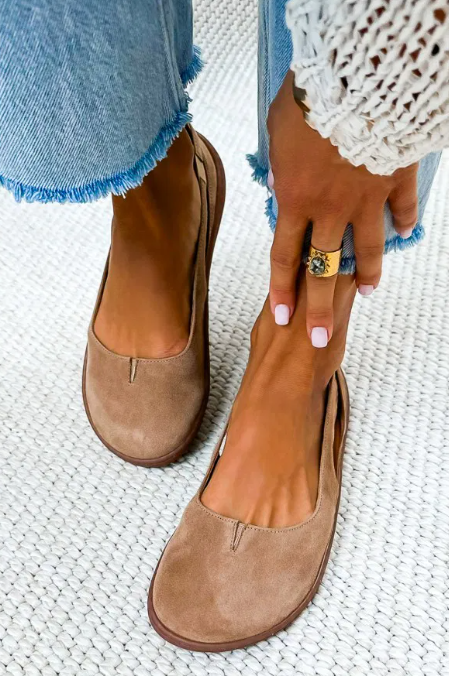 Nurea™ | Barfuß-Ballerinas aus Wildleder in Hellbraun