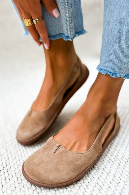 Nurea™ | Barfuß-Ballerinas aus Wildleder in Hellbraun